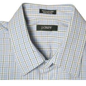 J. Crew Mens Long Sleeve Plaid Button Up Shirt Long Sleeve Size 15.5 blue green